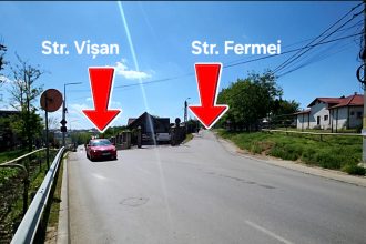 FOTO: Intersecția străzilor Vișan cu Fermei - șoferii ar trebui să adopte 'regula fermoarului'